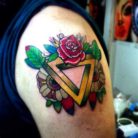 Impossible World Site Blog Tattoo With Impossible Triangle And Flowers