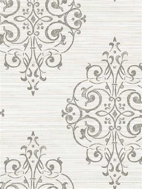 Medallion Metallics Grasscloth Look Textured Wallpaper Oy34907 By