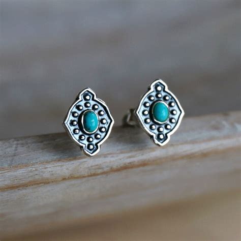 Yana Silver Earrings Turquoise Earrings Stud Earrings Boho Etsy