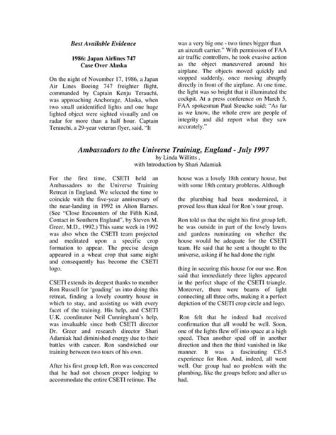 Steven Greer Ce5 Cseti 20 Cseti June 1998 Newsletter 24p