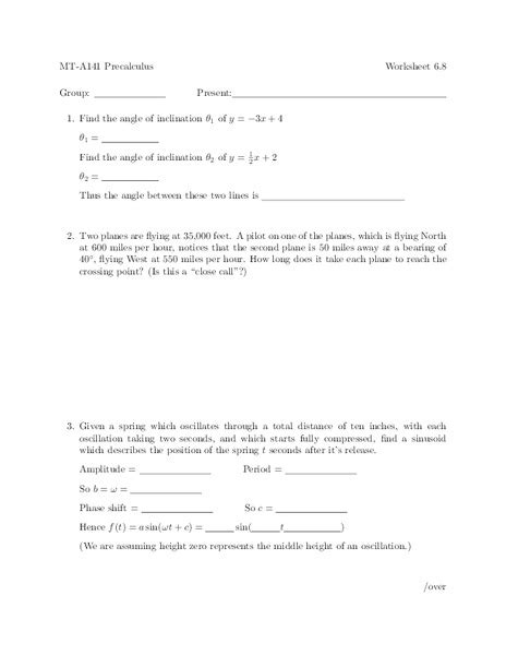 Printable in convenient pdf format. Precalculus Worksheet Worksheet for Pre-K - Higher Ed | Lesson Planet