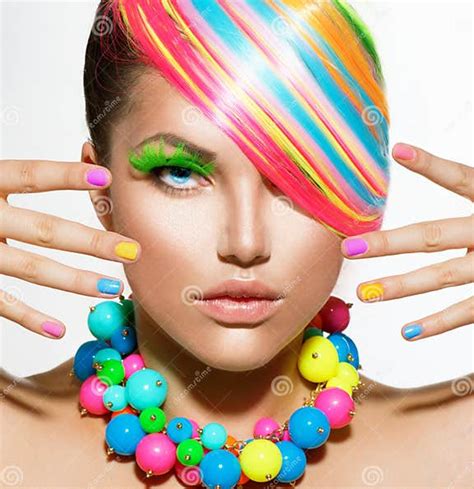 Girl Portrait With Colorful Makeup Stock Image Image Of Colors