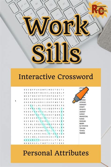 Personal Attributes And Work Attitudes Interactive Word Search