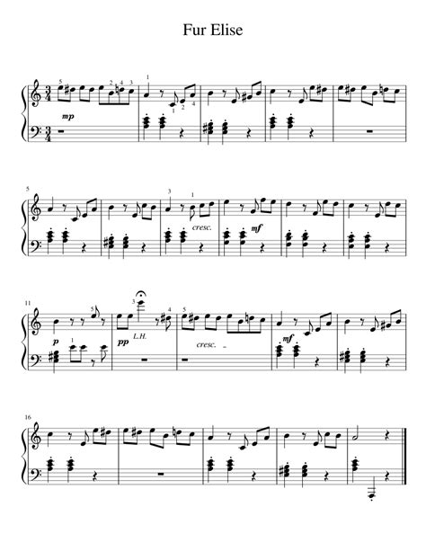 Fur Elise Easy Sheet Music For Piano Download Free In Pdf Or Midi