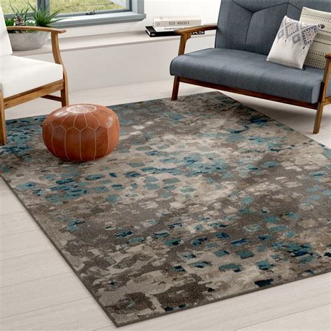 Light blue braided area rug with 1/3 in. Mistana Indira Abstract Gray/Light Blue/Navy Blue Area Rug ...