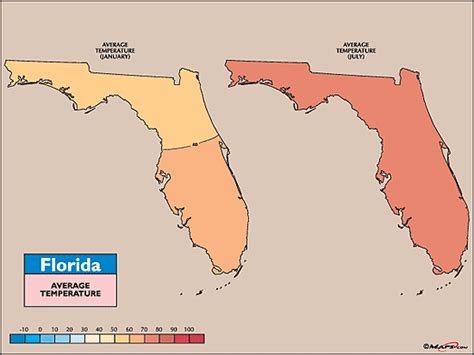 Florida Average Temperature Map For Januaryjuly By From Maps