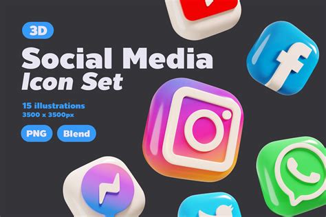Free Social Media 3d Illustration Pack From Logos 3d Illustrations