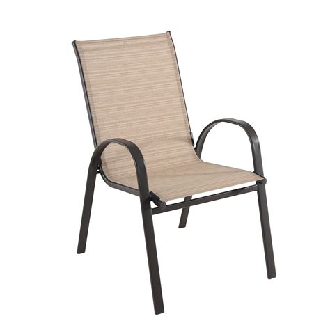 Hampton Bay Mix And Match Sling Stacking Patio Dining Chair In Café The