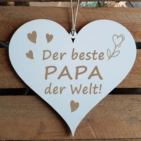 Herz Schild « DER BESTE PAPA DER WELT » mit Motiv Herzen | Dekolando.com