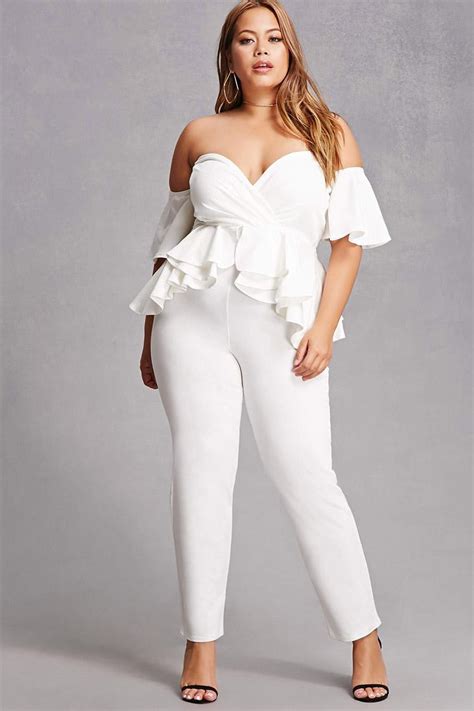 Forever 21 Synthetic Plus Size Peplum Jumpsuit In White Lyst