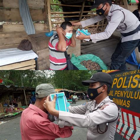 Sat Binmas Polres OKU Selatan Bagi Masker dan Sosialisasi 5 M Cegah