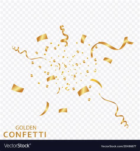 Golden Confetti Ribbons Isolated On A Transparent Vector Image