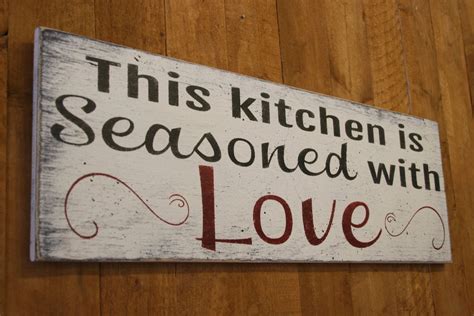 This Kitchen Is Seasoned With Love Wood Sign Kitchen Sign Shabby Chic
