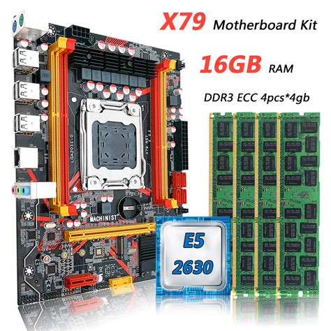 Machinista X79 Placa Mãe Com Kit Xeon E5 2630 Processador Cpu Ddr3 16gb 4 Pces 4gb Ecc