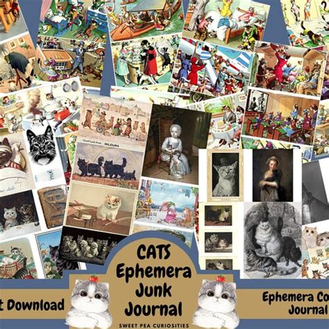 Cats Ephemera Digital Download Junk Journal Collage Etsy