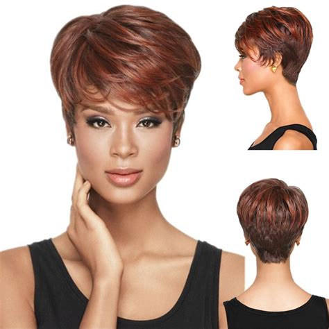 Natural Cheap Fake Hair Heat Resistant Synthetic Short Wigs For Black Women Pixie Cut Wig For