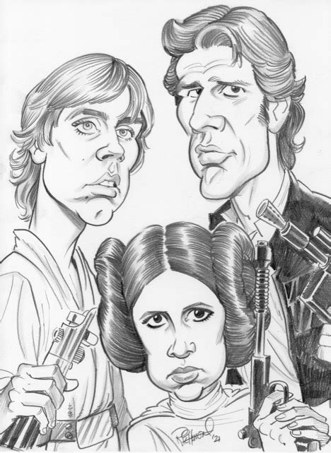Luke Leia And Han Star Wars A New Hope Caricature By Tom Richmond In