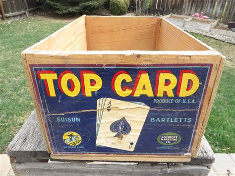 Vintage Wood Fruit Box Wooden Top Card Bartlett Pear Fruit Box