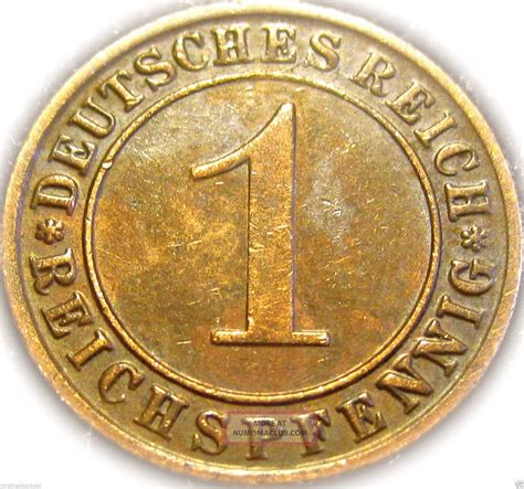 Germany German 1931f Reichspfennig Coin Rare Wheat Style Coin