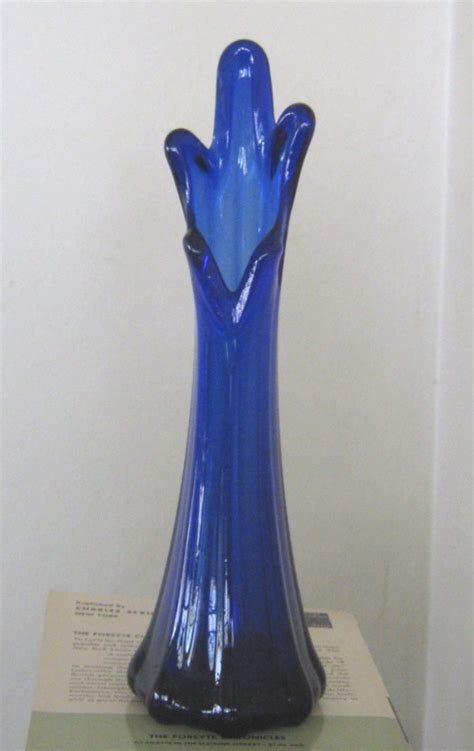 Vintage Viking Art Glass Vase Cobalt Blue Swung Art Glass Etsy