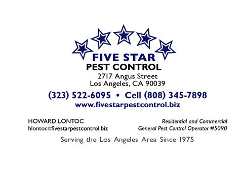 We offer free inspections and estimates. Los Angeles Pest Control Services - Five Star Exterminators