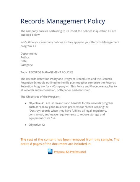 Record Keeping Policy Template