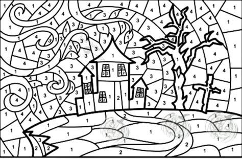 Halloween Day Coloring Pages Drawings With Numbers