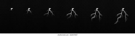 Lightnings Strikes Animation Sprite Sheet Thunderbolt Stock Vector