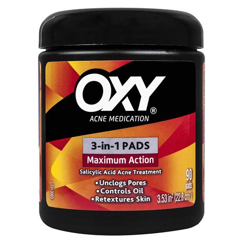 Oxy Maximum Action 3 In 1 Treatment Pads 90 Count Acne Cleansers