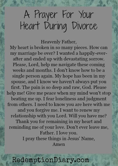 A Prayer For Your Heart During Divorce Redemption Diary Prayer For