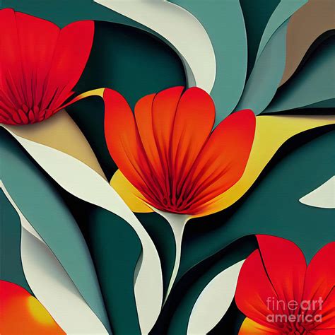 Colorful Abstract Blooms Drawing By Jirka Svetlik Fine Art America