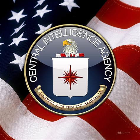 Central Intelligence Agency C I A Emblem Over American Flag Digital