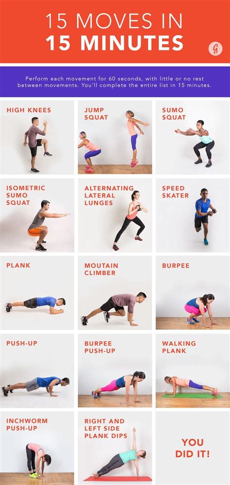 The 15 Moves In 15 Minutes Workout 15 Minute Workout Bodyweight