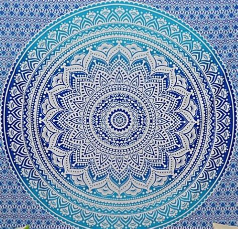 Hand dyed and printed by indian artisans. Blue Mandala Medallion Tapestry | Hippie bedding, Mandala ...