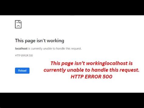 This Page Isnt Working Localhost Is Currently Unable To Handle This Request Youtube