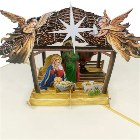 Traditional Nativity Pop Up Christmas Card Holiday Greeting With