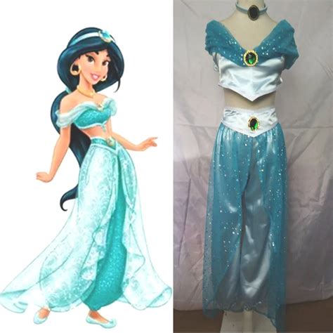 New 2016 Princess Jasmine Costume Halloween Adult Women Princess Jasmine Dress For Carnival