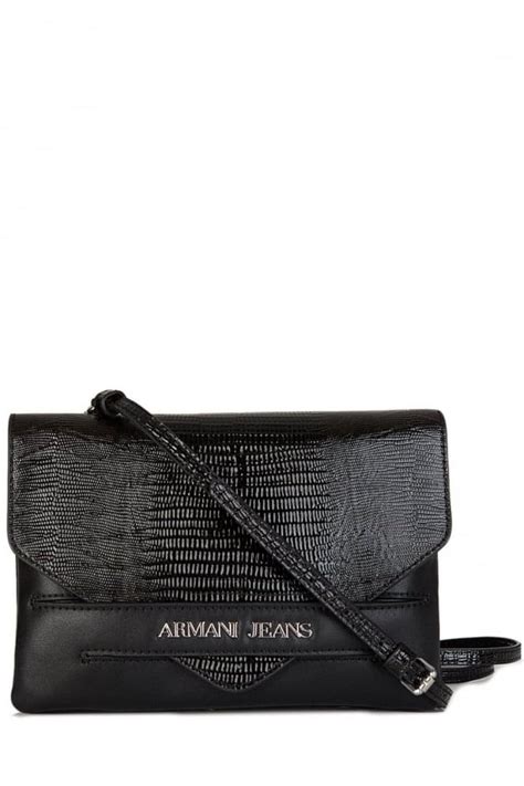Armani Jeans Womens Patent Clutch Bag Black