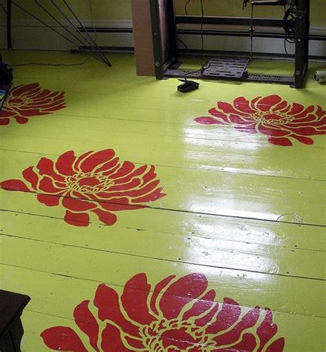 Secondly, apply a small amount of paint to the wood and let it dry properly and finally, check the results (within 24 hours) and look for any cracking, peeling, streaking or bubbling. 40 Creative Wood Floor Paint Decoration Art Works