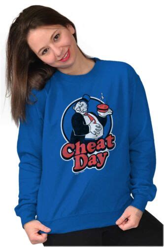 Cheat Day Gym Diet Popeye Wimpy Cartoon T Womens Or Mens Crewneck Sweatshirt Ebay
