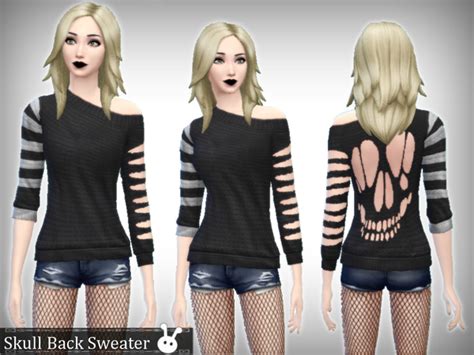 The Sims Resource Skull Back Sweater By Xxnikkibooxx • Sims 4 Downloads