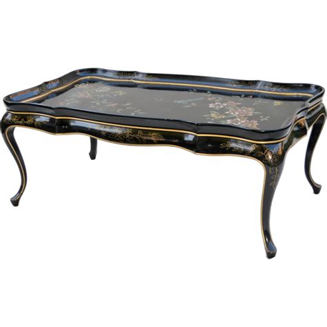 Mid Century Black Lacquer Asian Coffee Table From Tolw On Ruby Lane