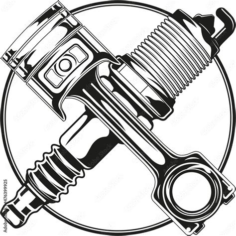 Mechanic Logo Svg Design With A Piston Spark Plug Auto Service Sign