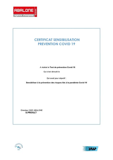 Un consentement explicite est nécessaire pour des questions de protection des données. Certificat sensibilisation prévention covid 19 - formation