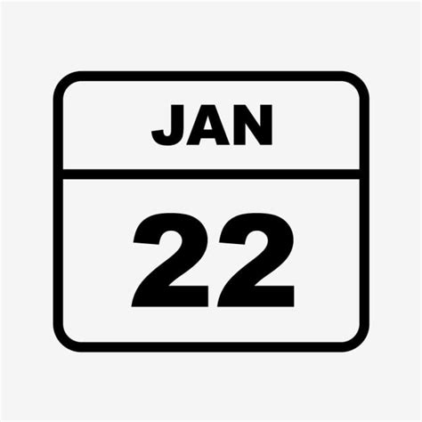 January 22nd Date On A Single Day Calendar 22 22nd January Jan Png