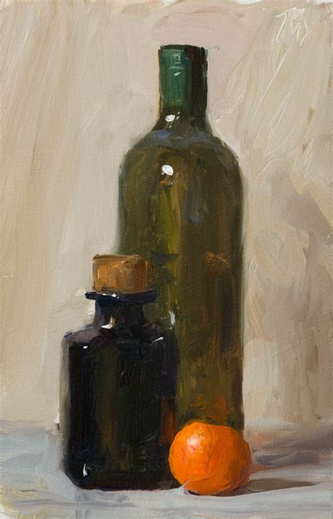 Daily Painting Titled Bottles And Clementine Click For Enlargement