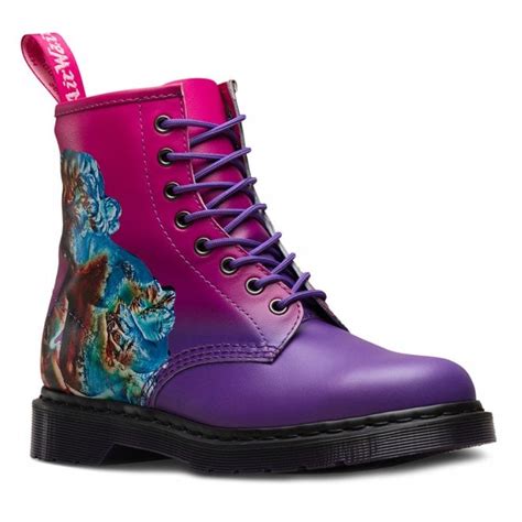 dr martens 1460 technique x new order unisex leather 8 eylet boots pink and purple