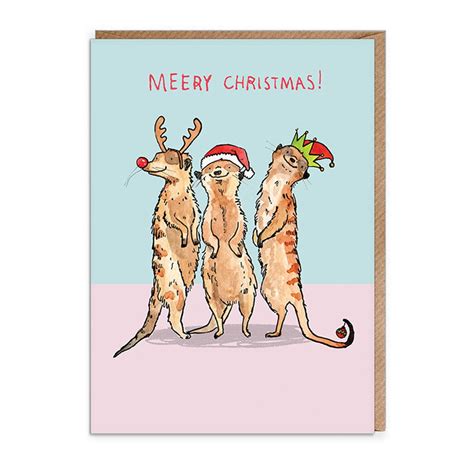 Meery Christmas Meerkat Animals Christmas Cards Humour Puns Etsy