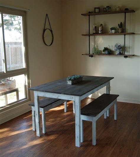 Farm Style Kitchen Table With Benches Rustic Dining Table