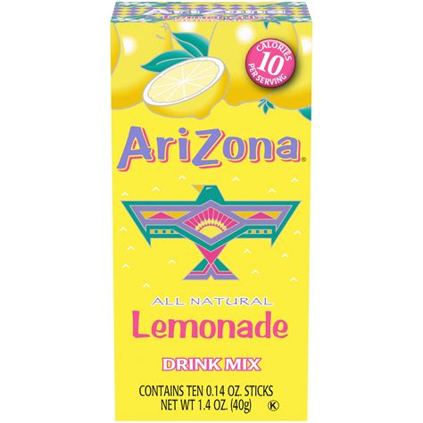 Arizona Lemonade Naturally Flavored Powdered Drink Mix 10 Ct On The Go Packets